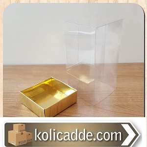 Asetat Kapaklı Kutu Gold 6x6x12 cm.