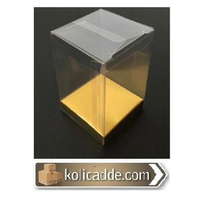 Altı Gold Ic Yükseltici Karton Üstü Asetat Kutu 6x6x8 cm-KoliCadde