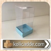 Asetat Kapaklı Mavi Karton Kutu 5x5x9 cm-KoliCadde