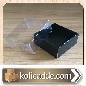 Asetat Kapaklı Siyah Karton Kutu 5x5x3 cm.