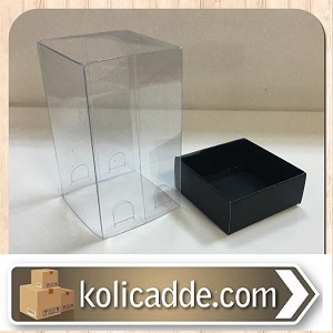Asetat Kapaklı Siyah Karton Kutu 5x5x9 cm.-KoliCadde