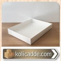 Asetat Kapaklı Altı Beyaz Karton Kutu 15x20x3 cm