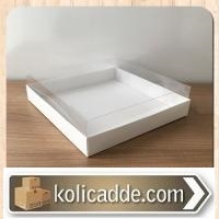 Asetat Kapaklı Altı Beyaz Karton Kutu 25x25x5 cm