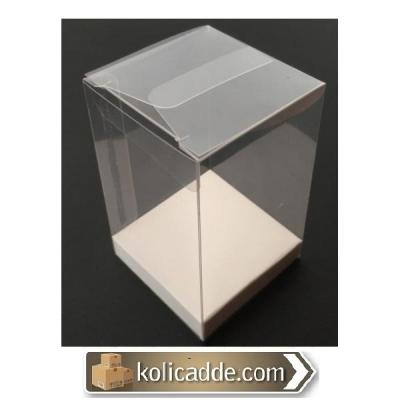 Altı Beyaz İç Yükseltici Karton Üstü Asetat Kutu 8x8x10 cm-KoliCadde