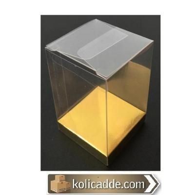 Altı Gold İç Yükseltici Karton Üstü Asetat Kutu 7x7x10 cm-KoliCadde