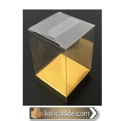 Altı Gold İç Yükseltici Karton Üstü Asetat Kutu 7x7x14 cm-KoliCadde