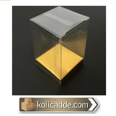 Altı Gold İç Yükseltici Karton Üstü Asetat Kutu 5x5x8 cm-KoliCadde