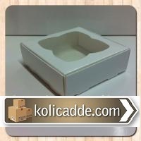 Şeffaf Pencereli Beyaz Kutu 8x8x3 cm