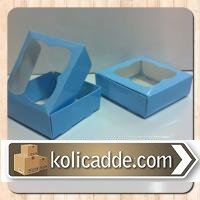Asetat Pencereli Mavi Kutu 9x9x3 cm-KoliCadde