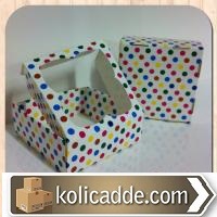Asetat Pencereli Puantiyeli Kutu 8x8x3 cm