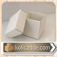 Beyaz Kapaklı Karton Kutu 8x8x6,5 cm.-KoliCadde