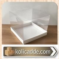 Asetat Kapaklı Beyaz Karton Kutular 20x20x15 cm-KoliCadde