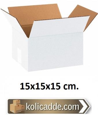 Tek Oluklu Beyaz Karton Kutu 15x15x15 cm.