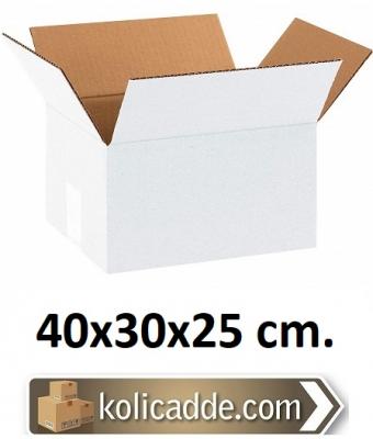 Çift Oluklu Beyaz Koli 40x30x25 cm.