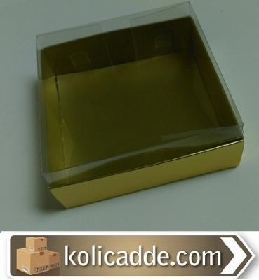Gold Karton Kutu Asetat Kapaklı 12x12x6 cm-KoliCadde