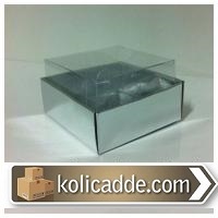 Gümüş Metalize Karton Asetat Kutu 6x6x2,5 cm
