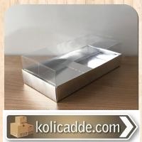 Gümüş Rengi Karton Üstü Asetat Kutu 20x10x5,5 cm-KoliCadde