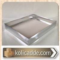 Asetat Kapaklı Gümüş Renkli Kutu 26x33x5 cm-KoliCadde