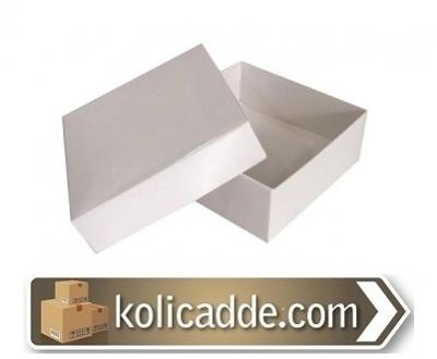 Karton Kapaklı Beyaz Kutu 7x7x2.2 cm-KoliCadde