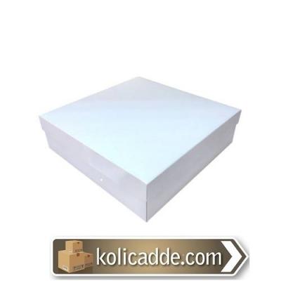 Kapaklı Beyaz Karton Kutu 30x30x10 cm-KoliCadde
