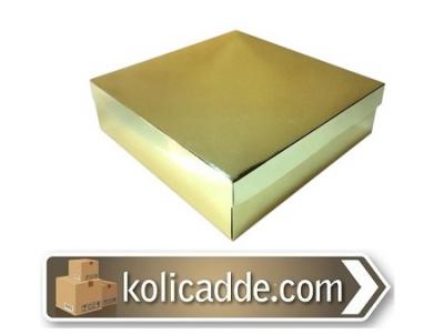 Kapaklı Gold Karton Kutu 25x25x10 cm-KoliCadde