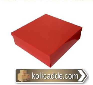 Kapaklı Kırmızı Karton Kutu 25x25x10 cm-KoliCadde