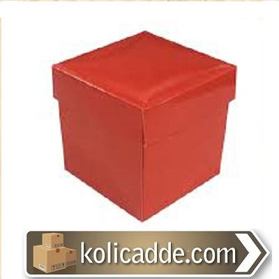 Kapaklı Kırmızı Karton Kutu 7x7x7 cm-KoliCadde