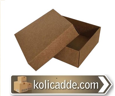Kapaklı Kraft Karton Kutu 9x9x3 cm-KoliCadde