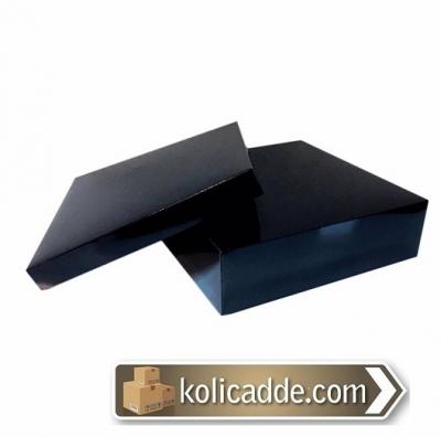 Kapaklı Siyah Karton Kutu 30x30x10 cm-KoliCadde