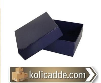 Kapaklı Lacivert Karton Kutu 7x7x2.2 cm-KoliCadde