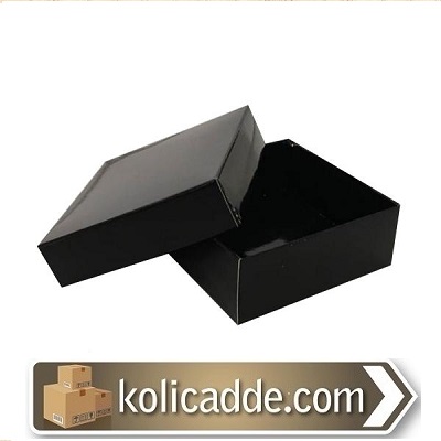 Kapaklı Siyah Karton Kutu 7x7x2.2 cm-KoliCadde