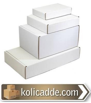 Kilitli Beyaz Karton Kutu 21x14x19,5 cm.-KoliCadde