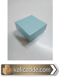 Mavi Karton Kutu Üstten Kapaklı 8x8x3,5 cm-KoliCadde