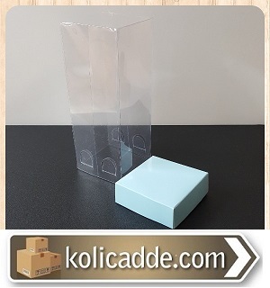 Asetat Kapaklı Mavi Karton Kutu 6x6x15,5 cm.-KoliCadde