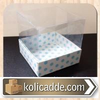 Mavi Puanlı Kutu Asetat Kapak 5x5x6 cm