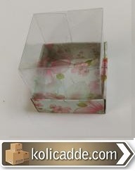 Çiçek Desenli Asetat Kutu 5x5x5 cm-KoliCadde