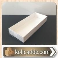 Beyaz Karton Asetat Kapaklı Tesbih Kutusu 6,5x16x2,5 cm-KoliCadde