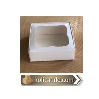 Selefon Pencereli Beyaz Karton Kutu 9x9x3 cm-KoliCadde