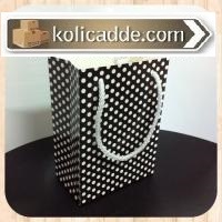 Siyah Puantiyeli Karton Çanta 17x12x7 cm.