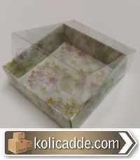 Desenli Minik Karton Kutu Asetat Kapaklı 8x8x3