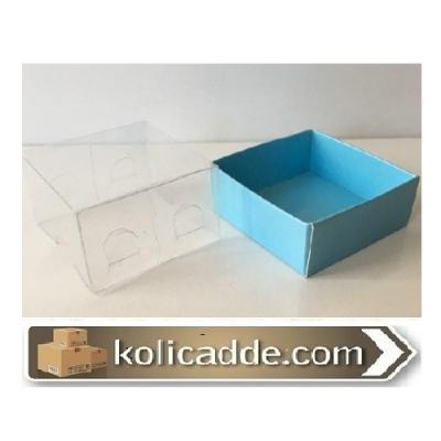 Asetat Kapaklı Mavi Kutu 5x5x3 cm.-KoliCadde
