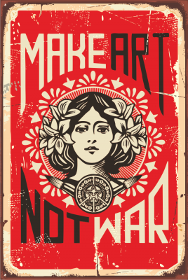 "Make Art, Not War" Ahşap Poster