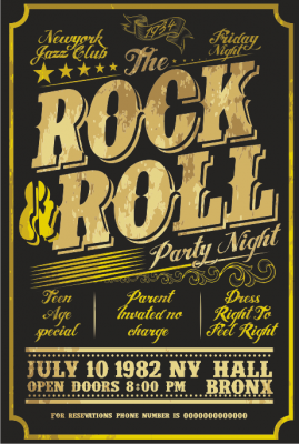 Rock'n Roll Ahşap Poster