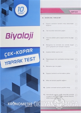 10. Sınıf Biyoloji Çek-Kopar Yaprak Test - Fethiye Sunarlı - Kronometr