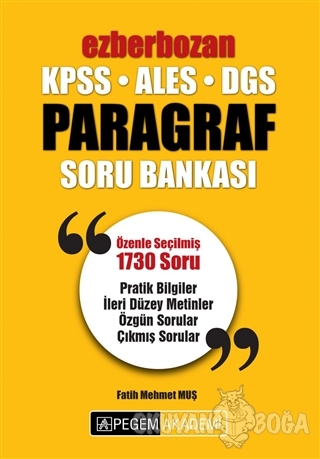 2018 KPSS - ALES - DGS Ezberbozan Paragraf Soru Bankası - Fatih Mehmet