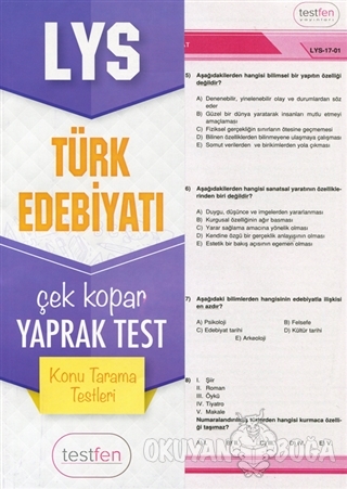 2018 LYS Türk Edebiyatı Konu Tarama Yaprak Testleri Kolektif