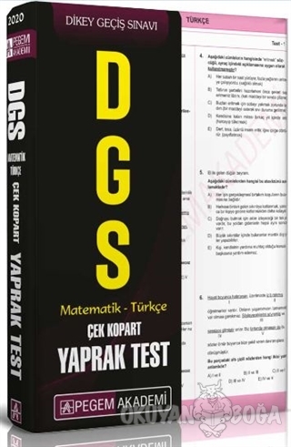 2020 DGS Matematik - Türkçe Çek Kopar Yaprak Test - Kolektif - Pegem A