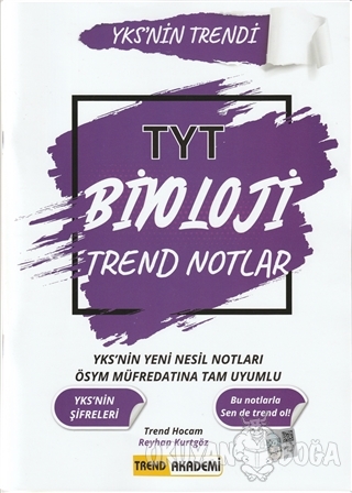2021 TYT Biyoloji Trend Notlar - Adnan Özer - Trend Akademi Yayınları