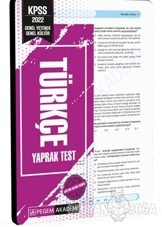 2022 KPSS Genel Yetenek Genel Kültür Türkçe Yaprak Test - Kolektif - P
