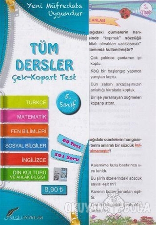 5. Sınıf Tüm Dersler Çek Kopart Yaprak Test